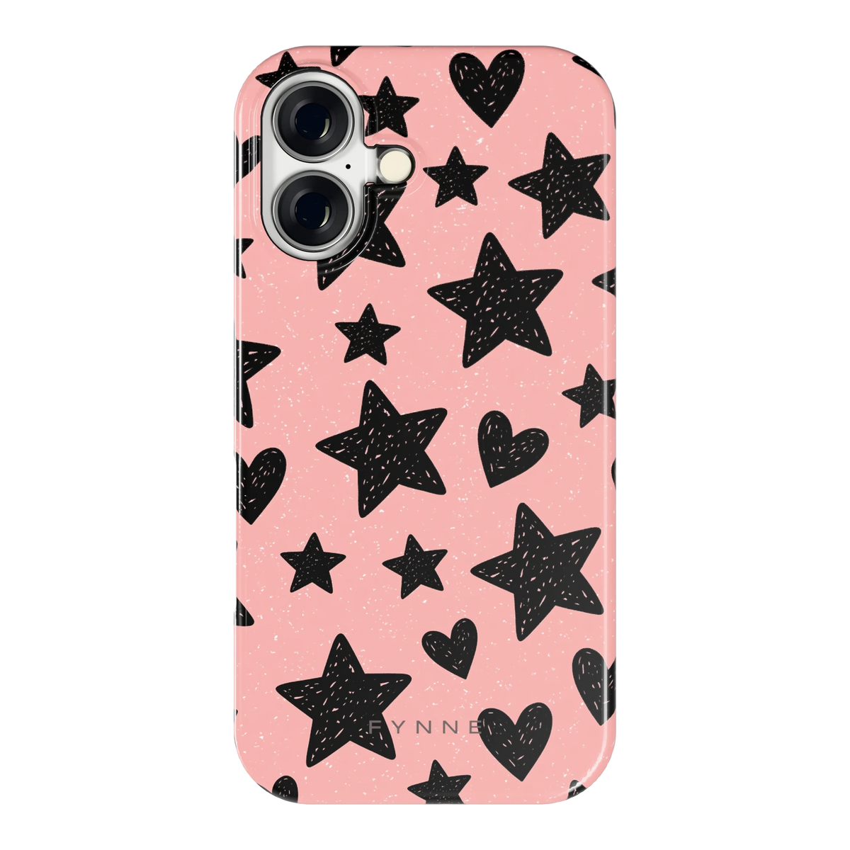Getekende sterren en hartjes hoesje voor iPhone 16, achterkant