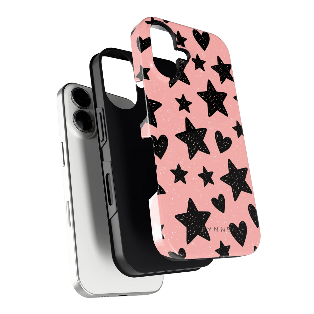Getekende sterren en hartjes hoesje voor iPhone 16, los van de telefoon