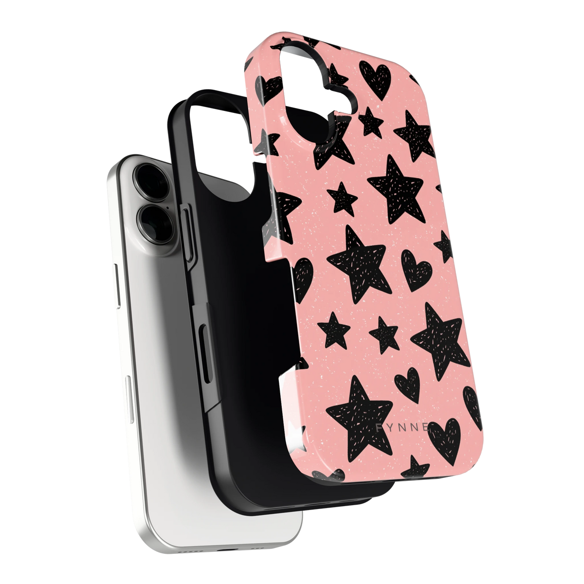 Getekende sterren en hartjes hoesje voor iPhone 17, los van de telefoon