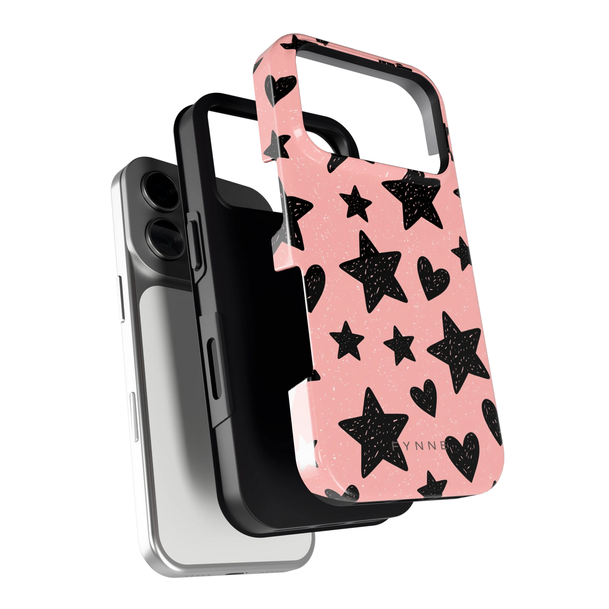 Getekende sterren en hartjes hoesje voor iPhone 17 Pro, los van de telefoon