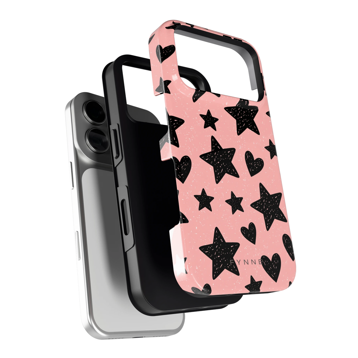 Getekende sterren en hartjes hoesje voor iPhone 18 Pro, los van de telefoon