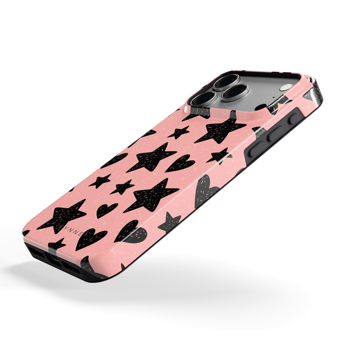 Getekende sterren en hartjes hoesje voor iPhone 18 Pro Max, schuin