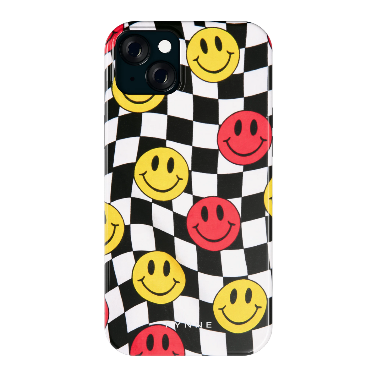Smiley Geruit hoesje voor iPhone 15 Plus, achterkant