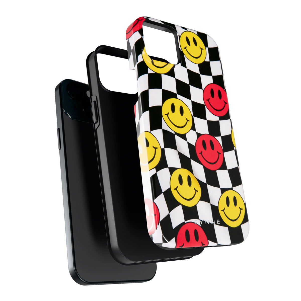 Smiley Geruit hoesje voor iPhone 15 Plus, los van de telefoon