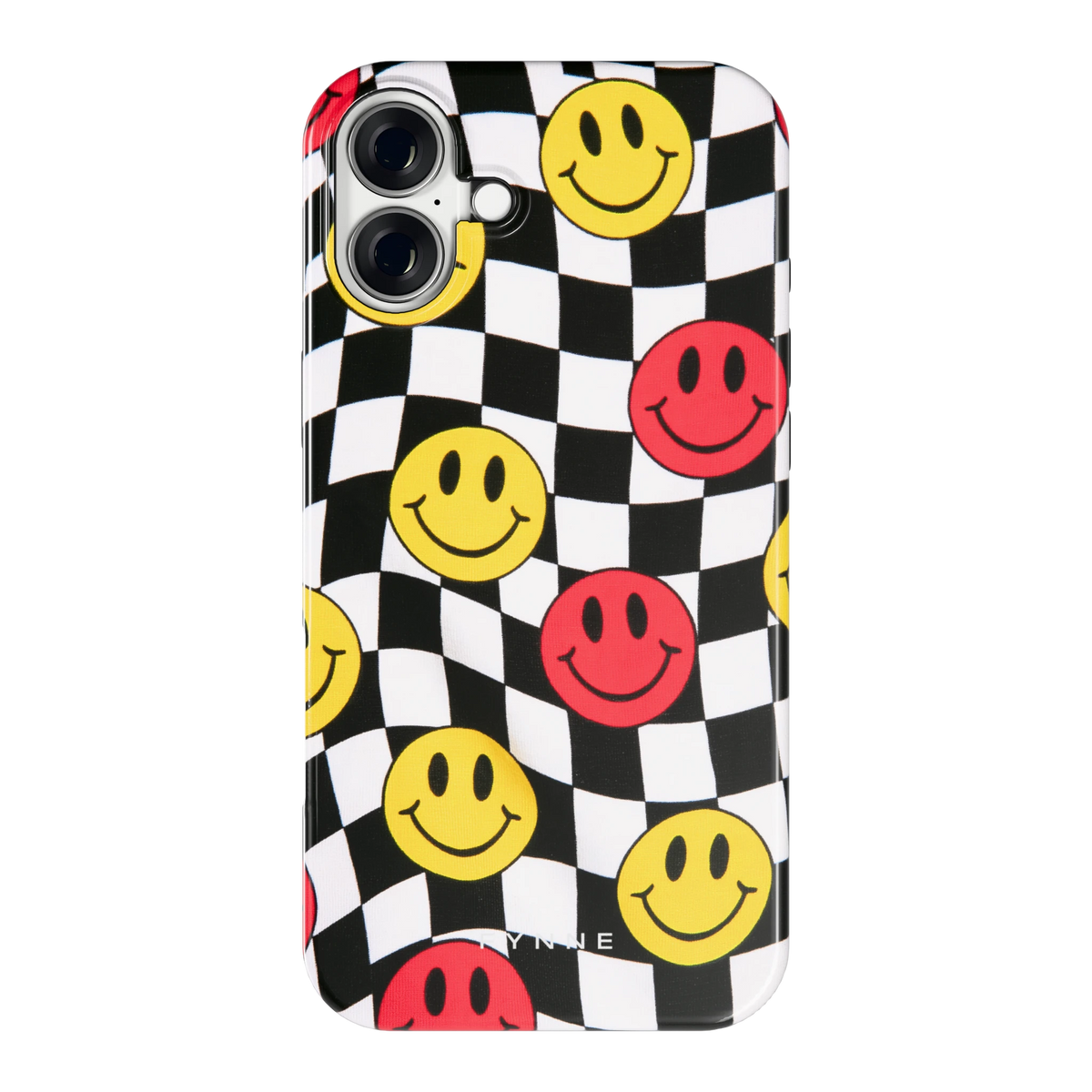 Smiley Geruit hoesje voor iPhone 16 Plus, achterkant