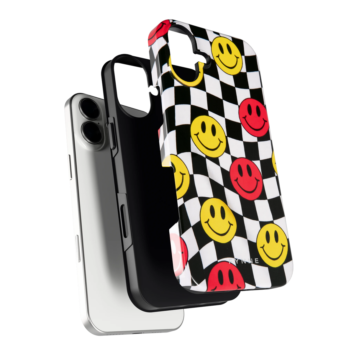 Smiley Geruit hoesje voor iPhone 16 Plus, los van de telefoon