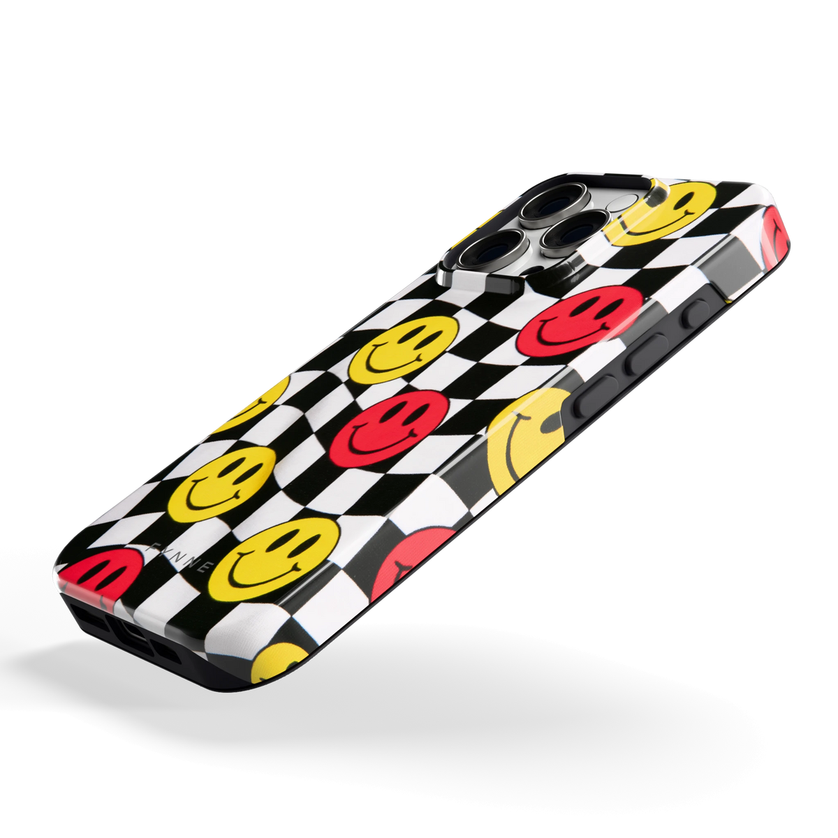 Smiley Geruit hoesje voor iPhone 16 Pro, schuin