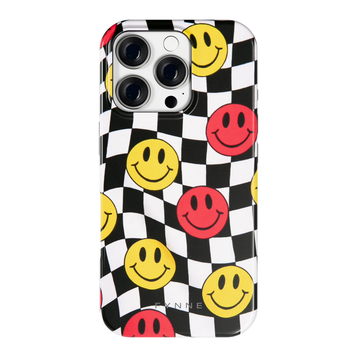 Smiley Geruit hoesje voor iPhone 16 Pro, achterkant