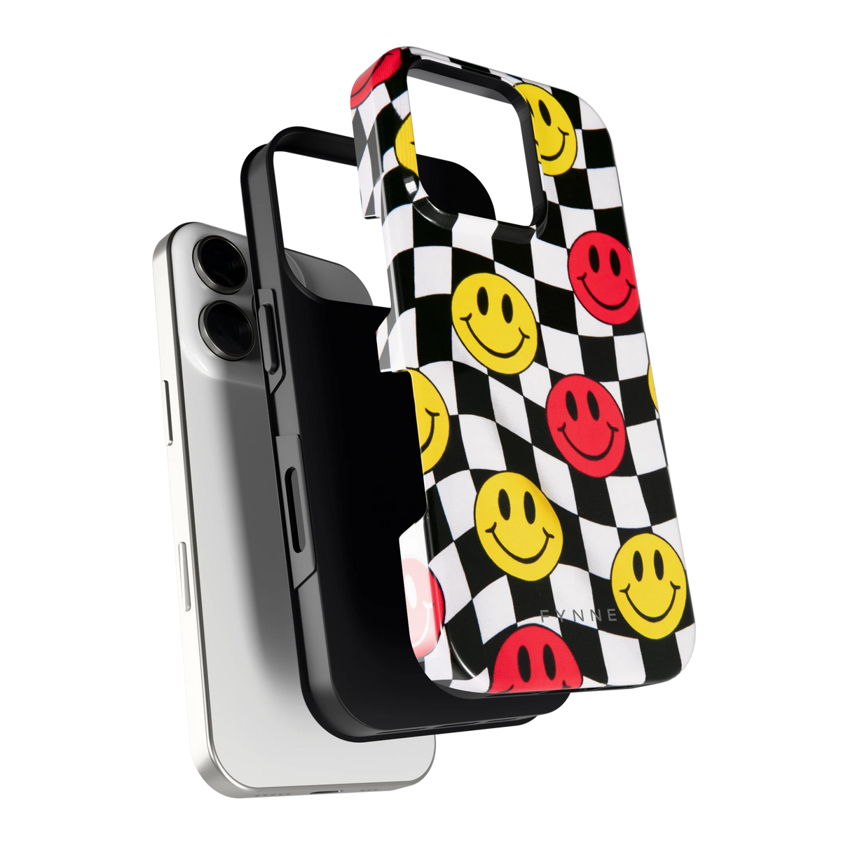 Smiley Geruit hoesje voor iPhone 16 Pro, los van de telefoon
