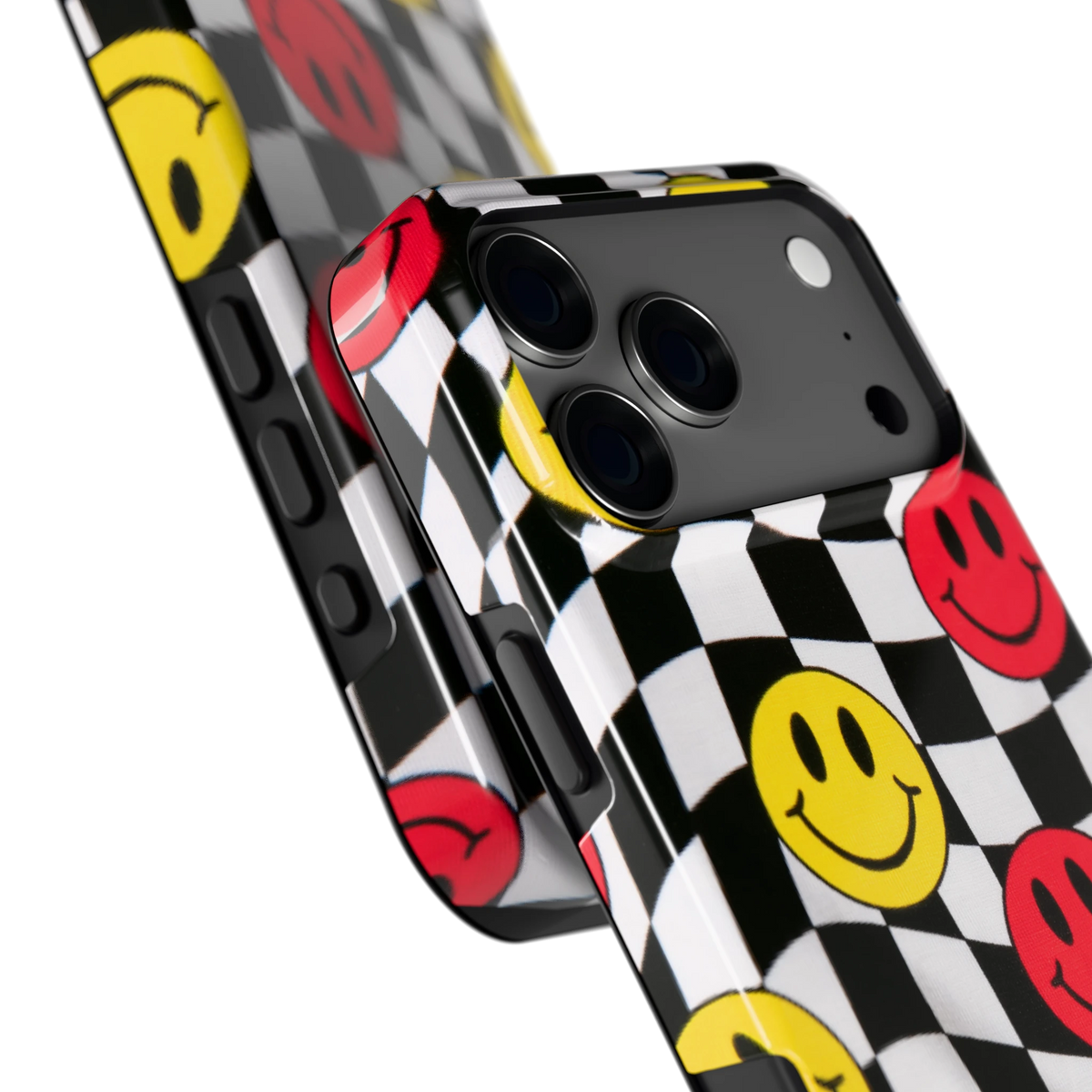 Smiley Geruit hoesje voor iPhone 17 Pro Max, close-up
