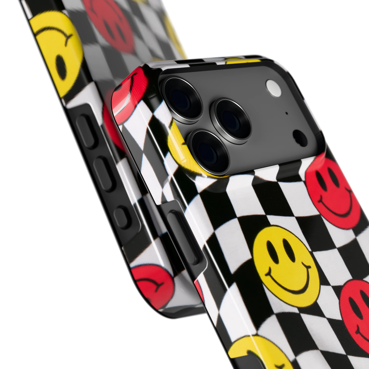 Smiley Geruit hoesje voor iPhone 18 Pro Max, close-up