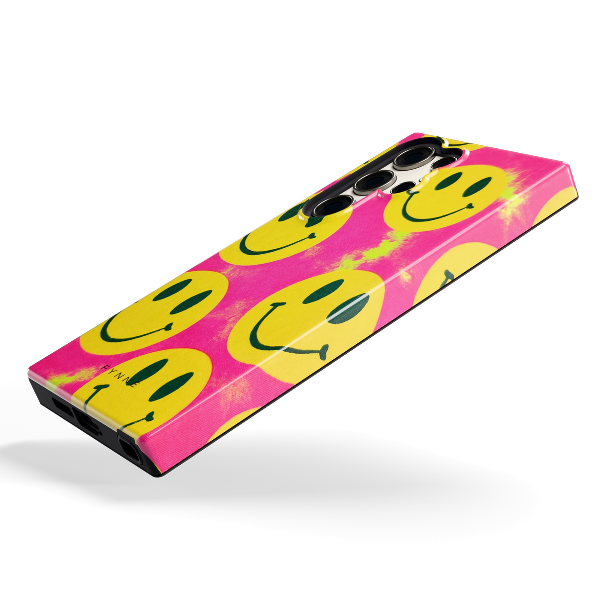 Smiley Tie-Dye hoesje voor Galaxy S23 Ultra, schuin