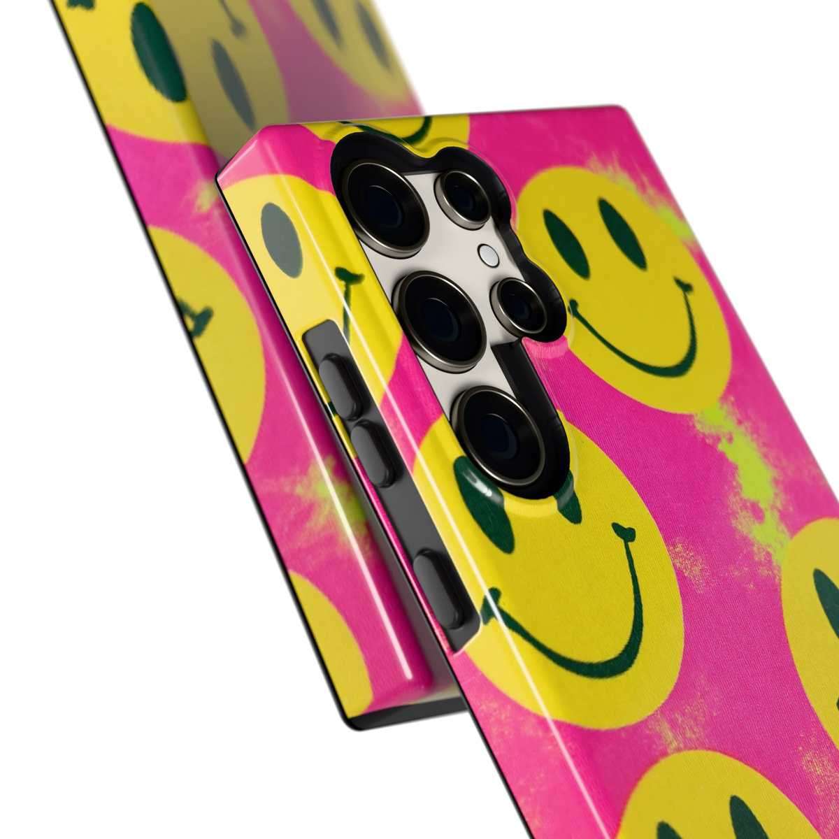 Smiley Tie-Dye hoesje voor Galaxy S23 Ultra, close-up