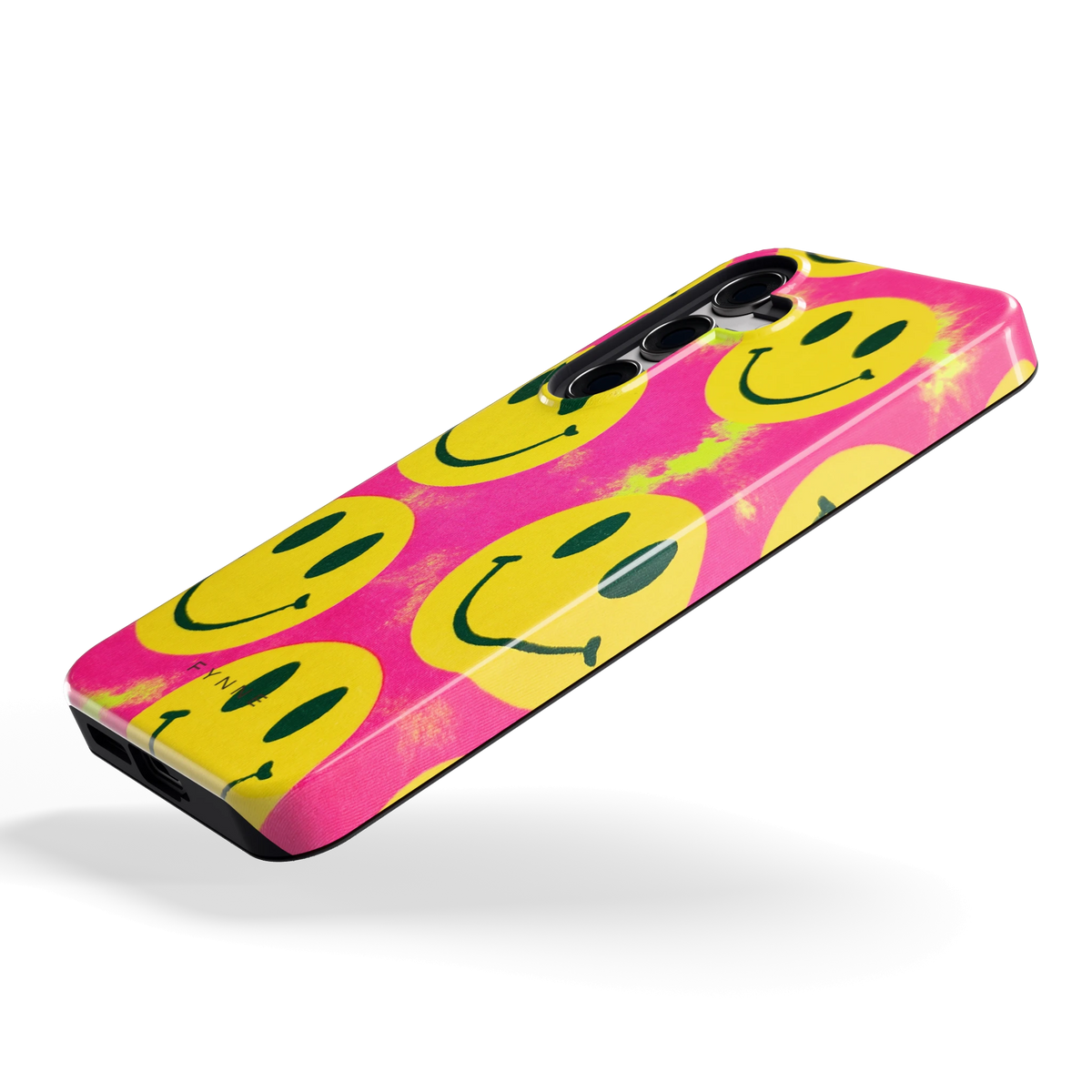 Smiley Tie-Dye hoesje voor Galaxy S24, schuin