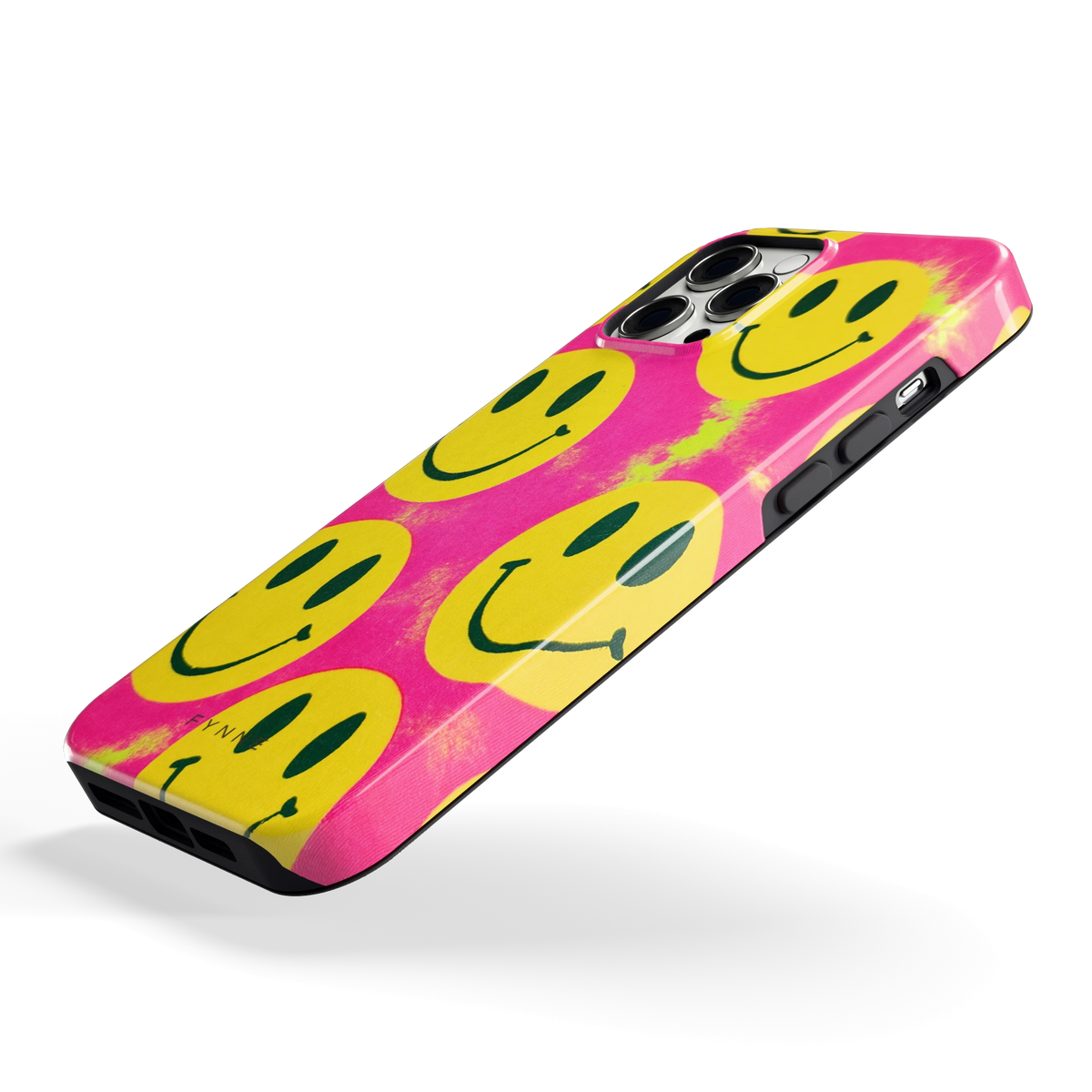 Smiley Tie-Dye hoesje voor iPhone 12 Pro Max, schuin