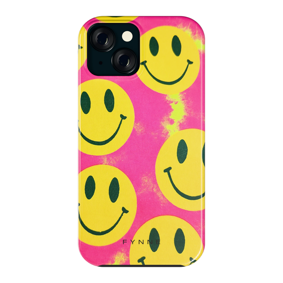 Smiley Tie-Dye hoesje voor iPhone 15, achterkant
