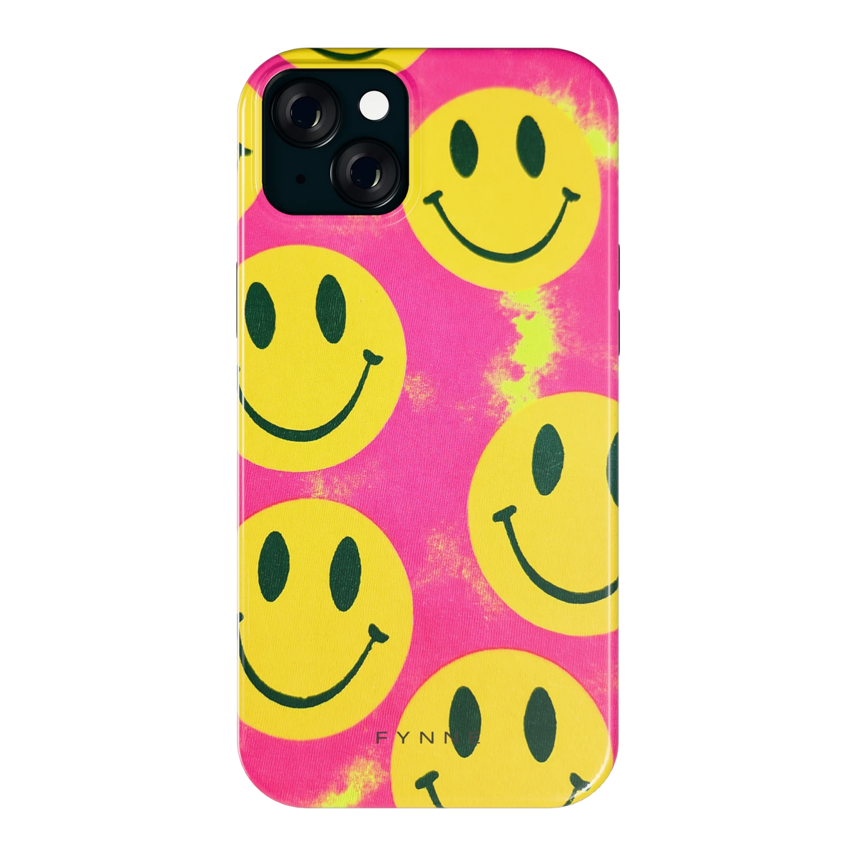Smiley Tie-Dye hoesje voor iPhone 15 Plus, achterkant