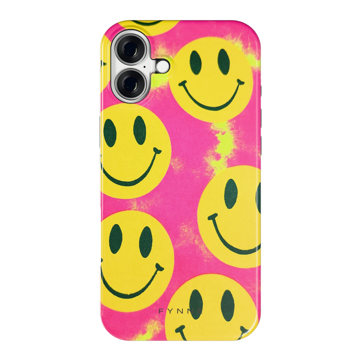 Smiley Tie-Dye hoesje voor iPhone 16 Plus, achterkant