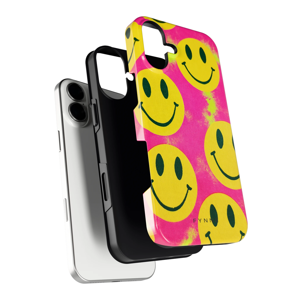Smiley Tie-Dye hoesje voor iPhone 16 Plus, los van de telefoon