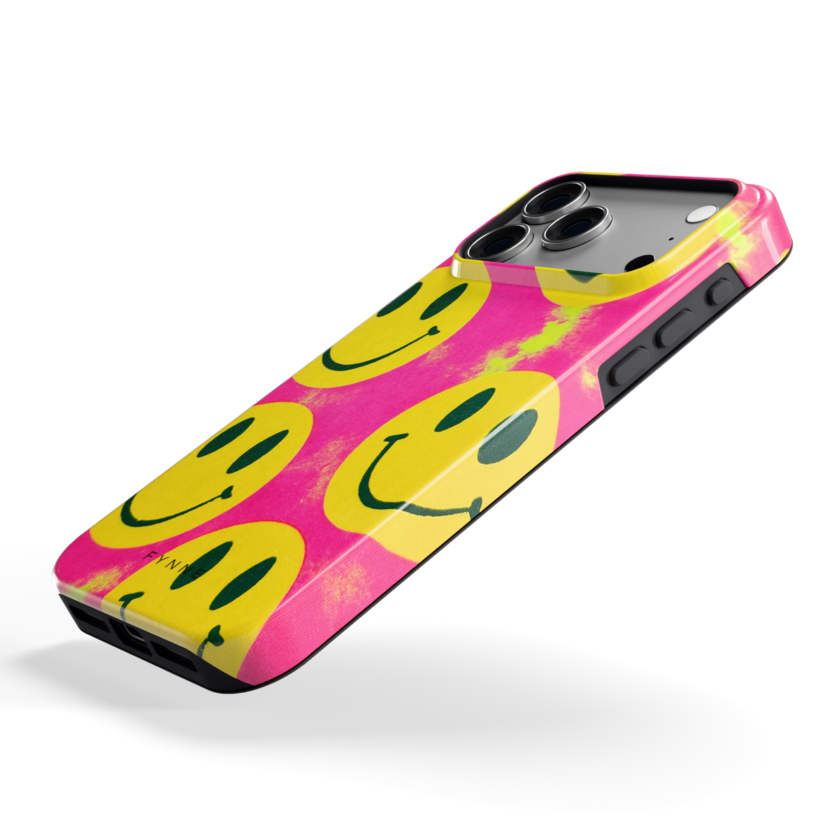 Smiley Tie-Dye hoesje voor iPhone 18 Pro Max, schuin