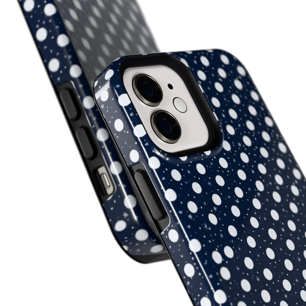 Sneeuwnacht Stippen hoesje voor iPhone 12, close-up