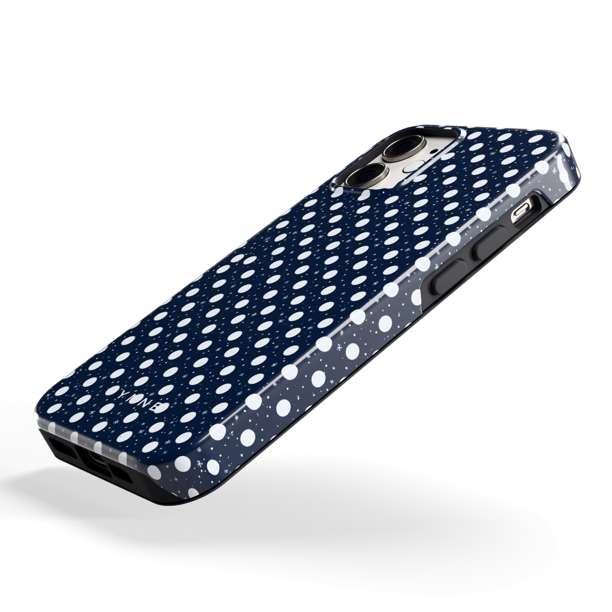 Sneeuwnacht Stippen hoesje voor iPhone 12 mini, schuin