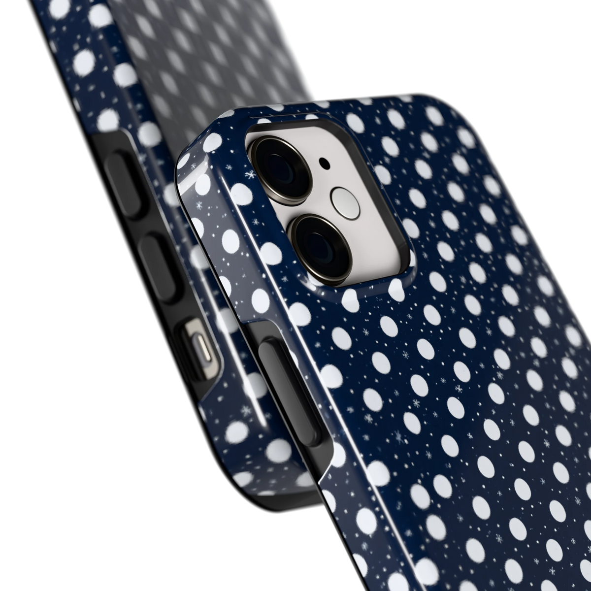 Sneeuwnacht Stippen hoesje voor iPhone 12 mini, close-up