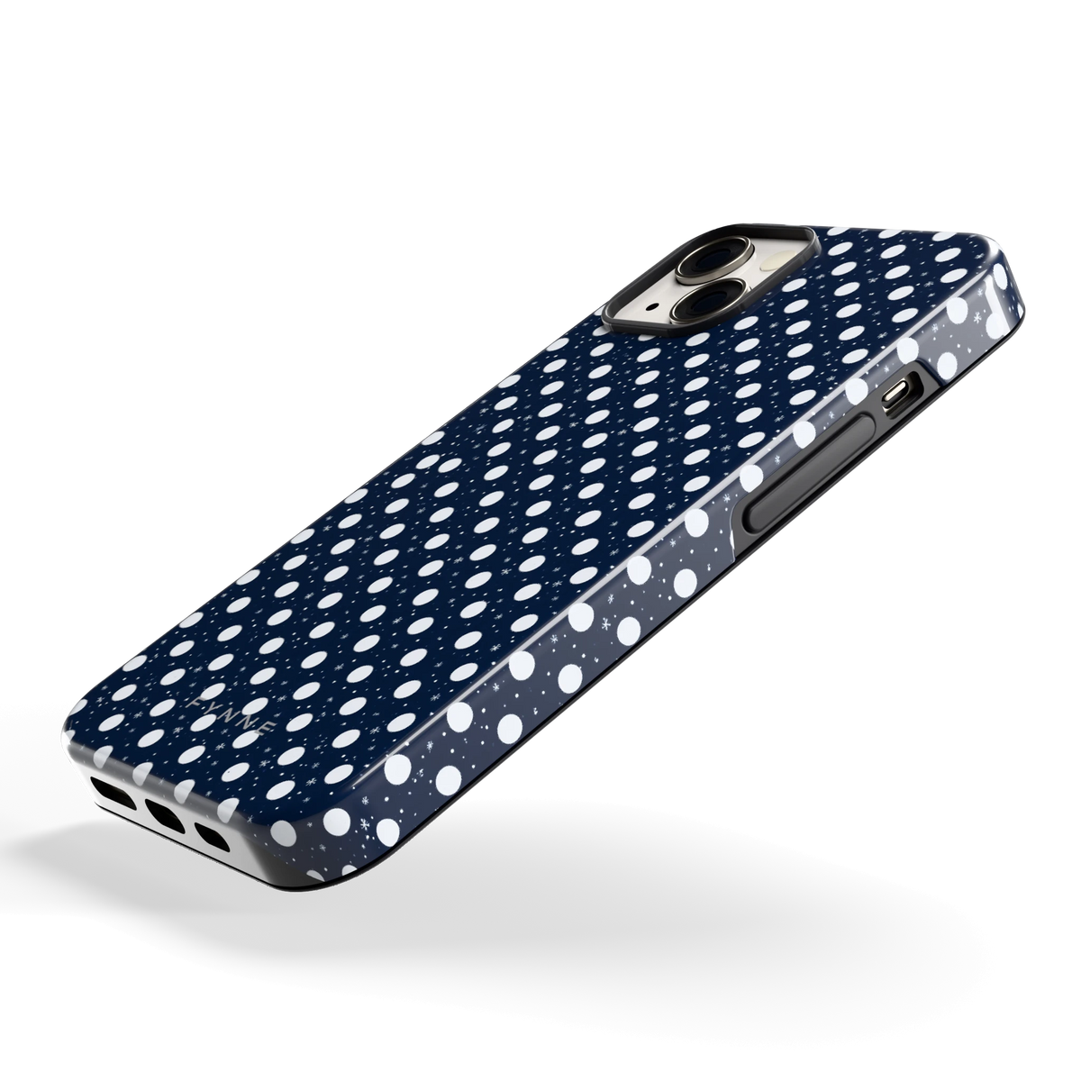 Sneeuwnacht Stippen hoesje voor iPhone 13, schuin