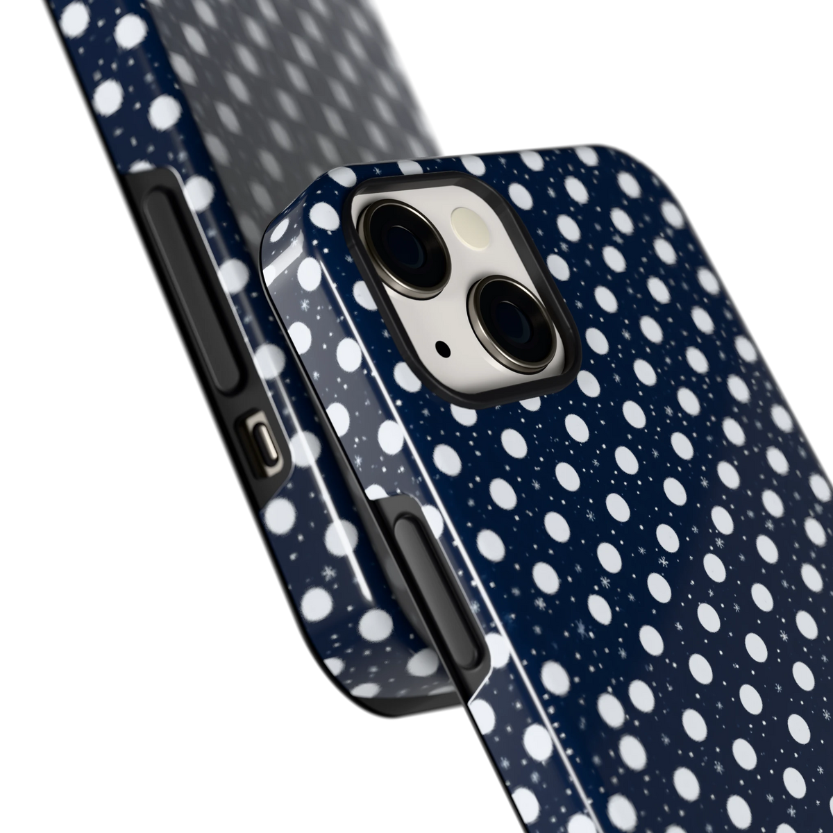 Sneeuwnacht Stippen hoesje voor iPhone 13, close-up