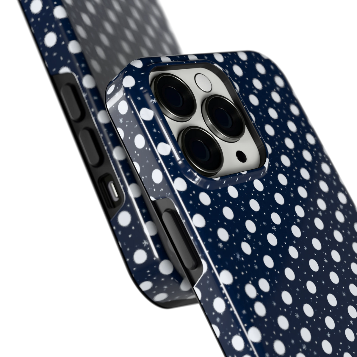 Sneeuwnacht Stippen hoesje voor iPhone 13 Pro, close-up
