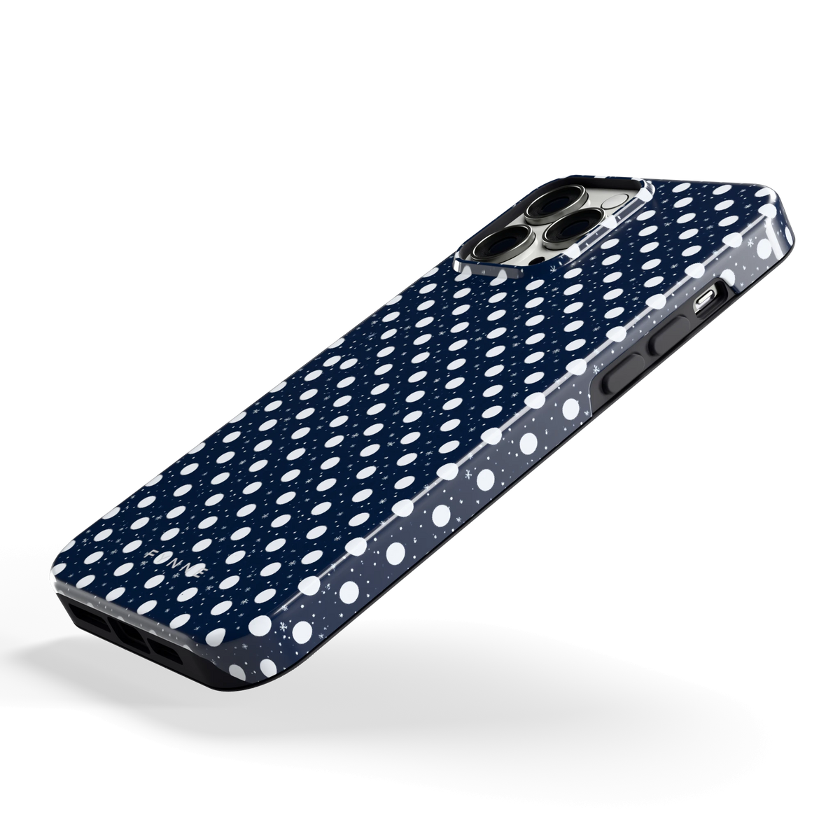 Sneeuwnacht Stippen hoesje voor iPhone 13 Pro Max, schuin