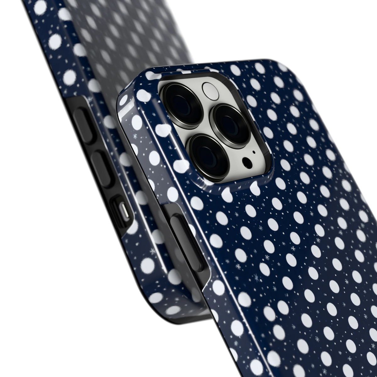Sneeuwnacht Stippen hoesje voor iPhone 13 Pro Max, close-up