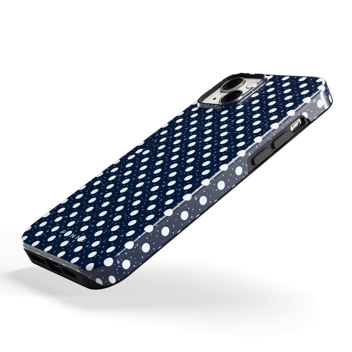 Sneeuwnacht Stippen hoesje voor iPhone 14 Plus, schuin