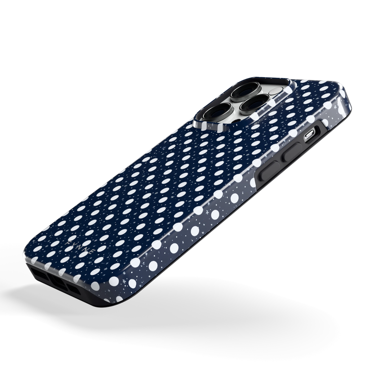 Sneeuwnacht Stippen hoesje voor iPhone 14 Pro, schuin