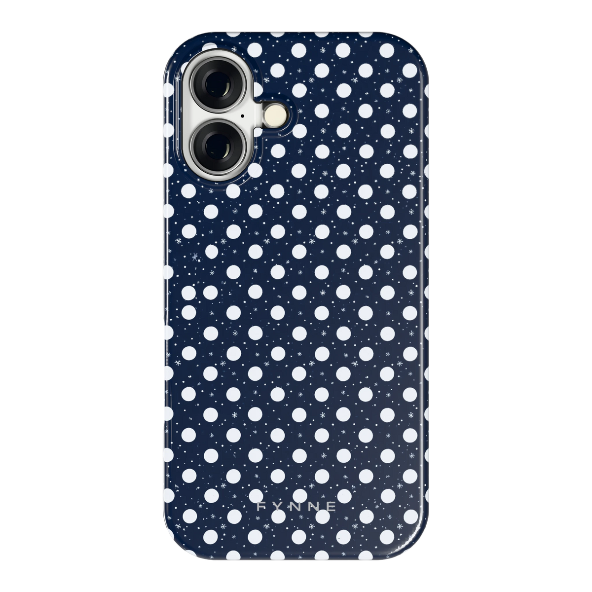 Sneeuwnacht Stippen hoesje voor iPhone 16, achterkant