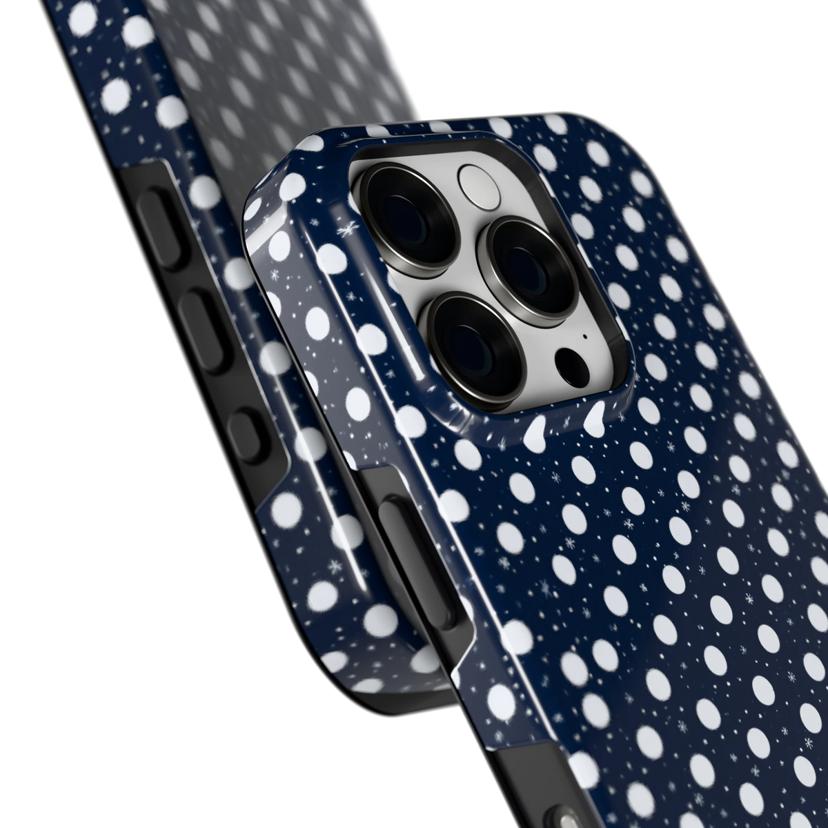 Sneeuwnacht Stippen hoesje voor iPhone 16 Pro, close-up