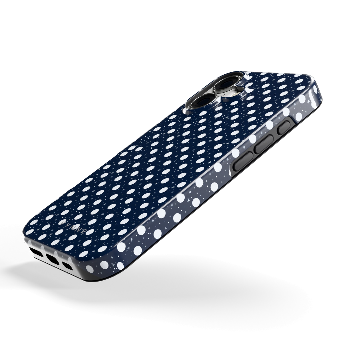 Sneeuwnacht Stippen hoesje voor iPhone 17, schuin