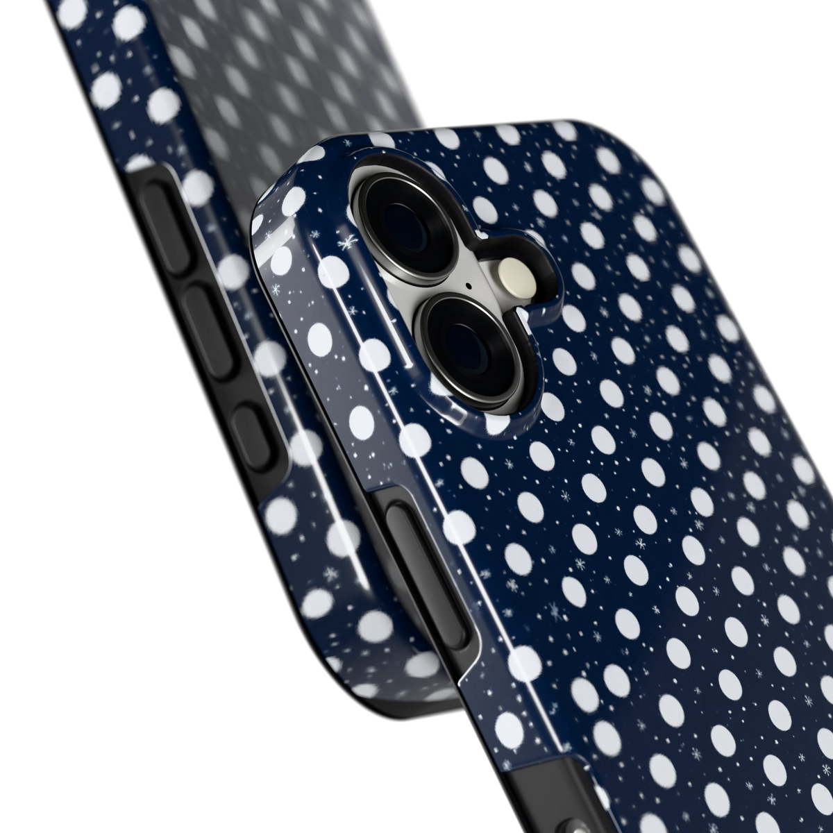 Sneeuwnacht Stippen hoesje voor iPhone 17, close-up