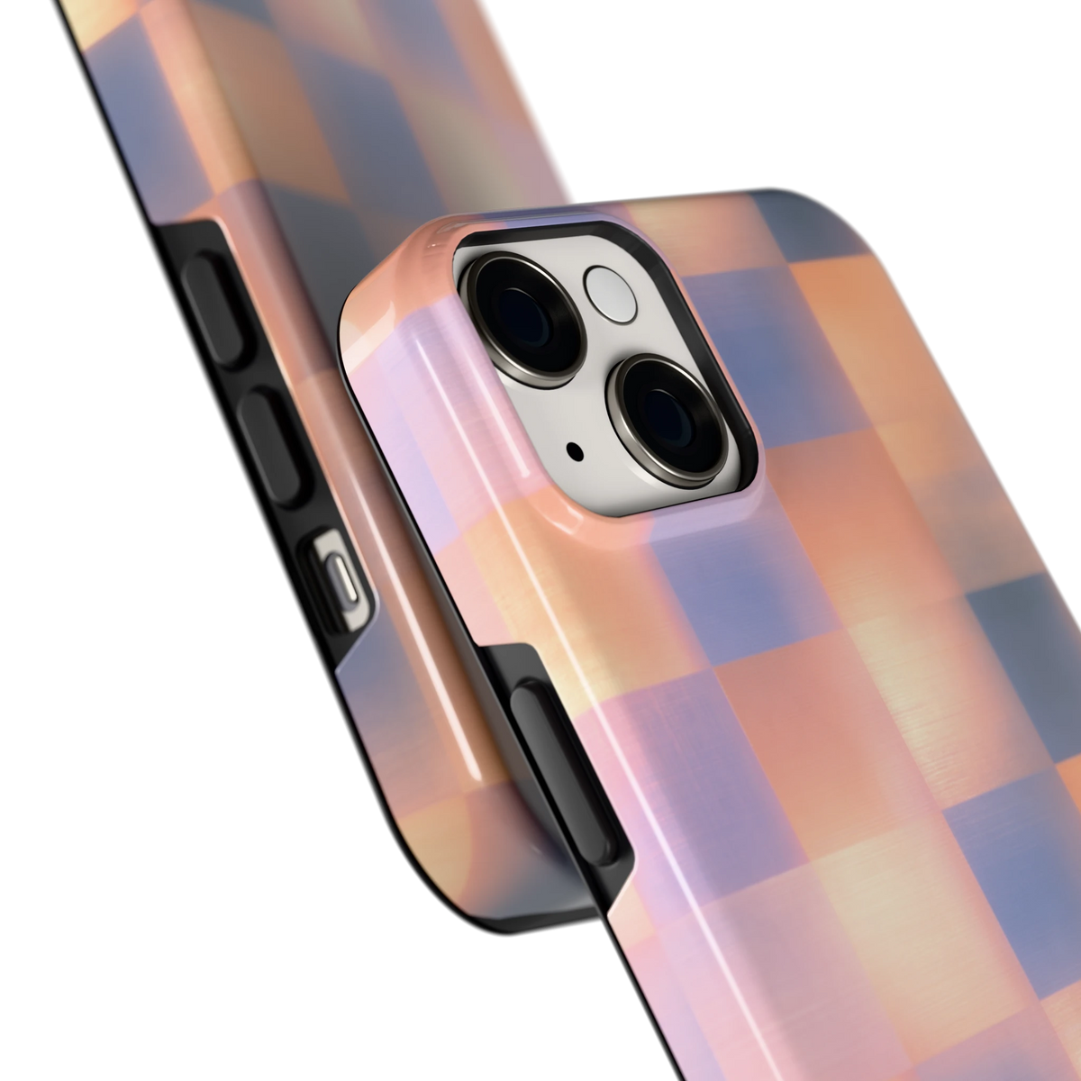Zachte Gloed Blokken hoesje voor iPhone 14, close-up