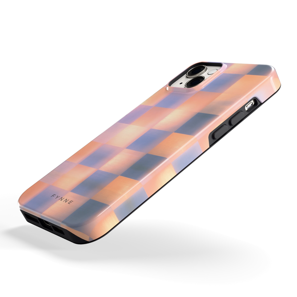 Zachte Gloed Blokken hoesje voor iPhone 14 Plus, schuin
