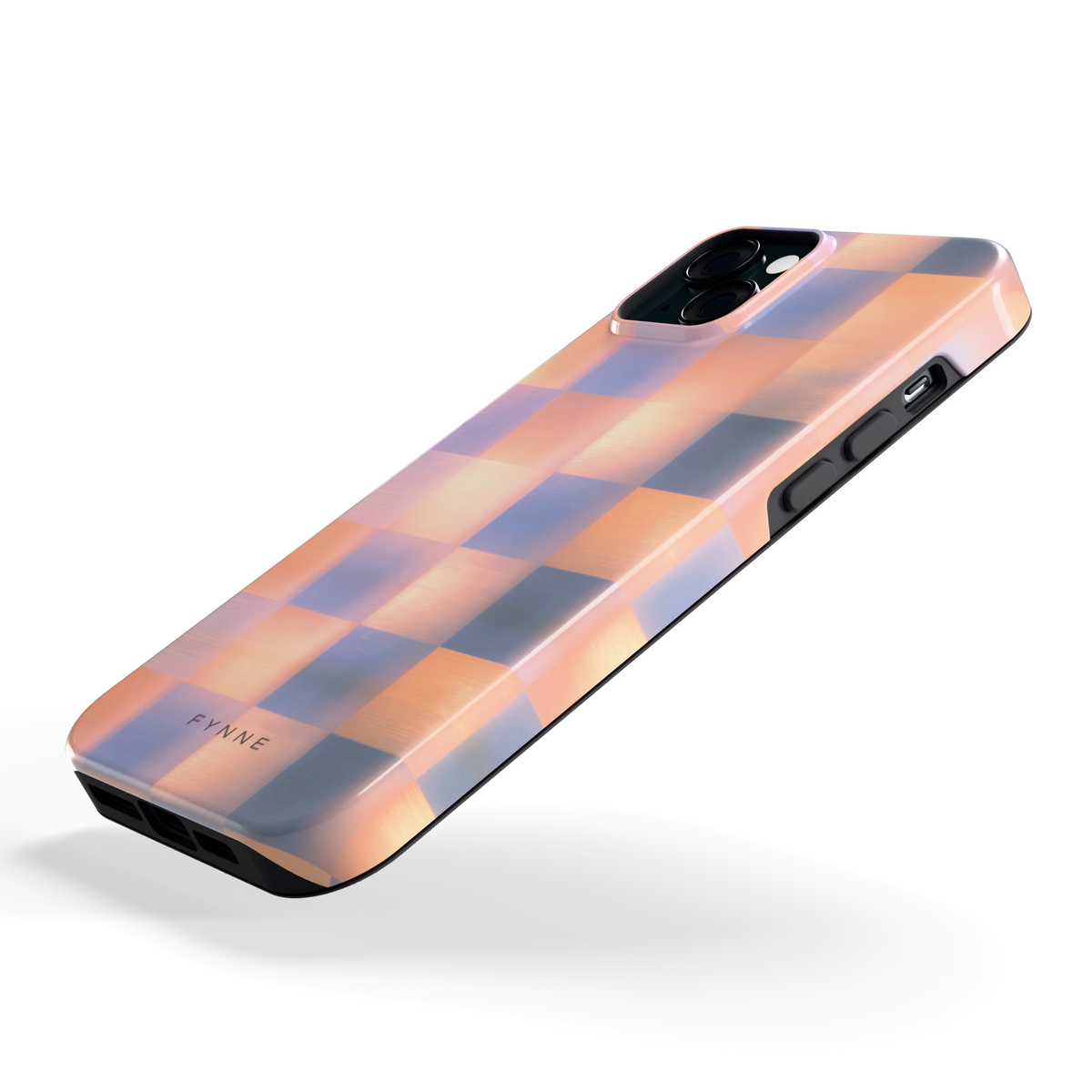 Zachte Gloed Blokken hoesje voor iPhone 15 Plus, schuin