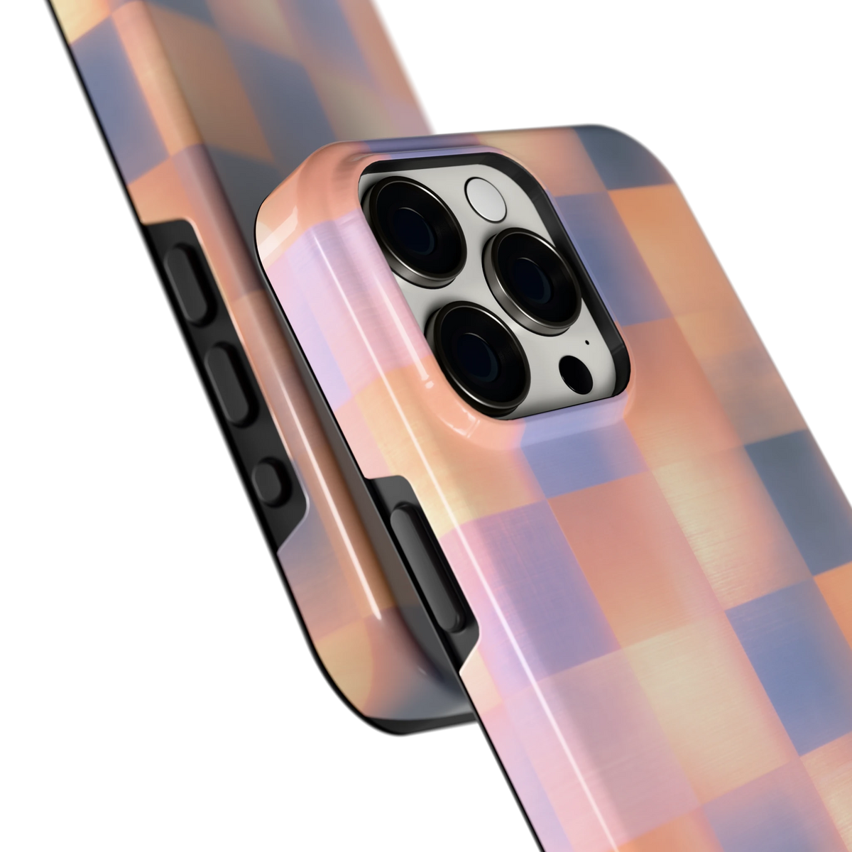 Zachte Gloed Blokken hoesje voor iPhone 15 Pro Max, close-up