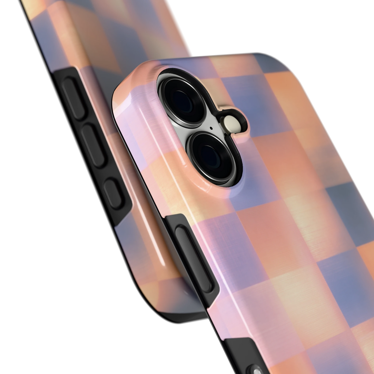 Zachte Gloed Blokken hoesje voor iPhone 16, close-up