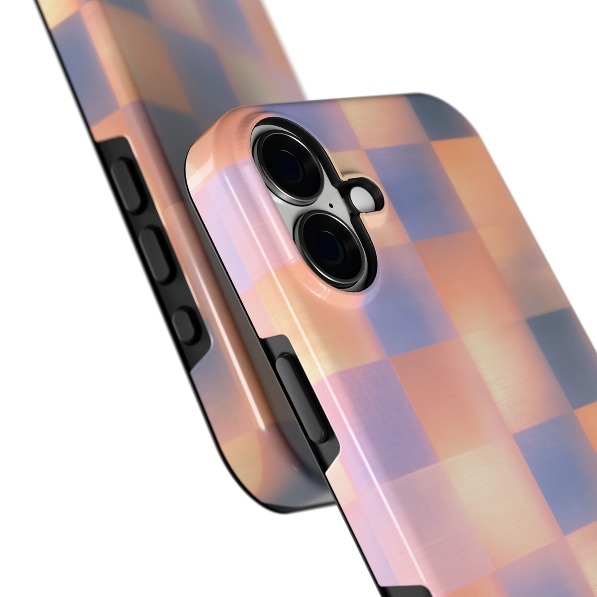 Zachte Gloed Blokken hoesje voor iPhone 16 Plus, close-up