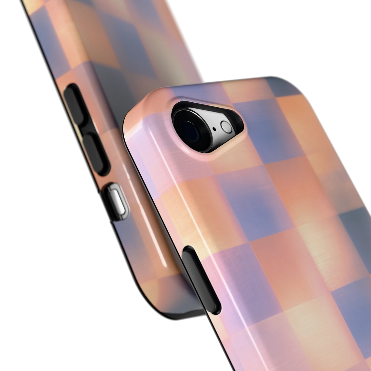 Zachte Gloed Blokken hoesje voor iPhone 16e, close-up