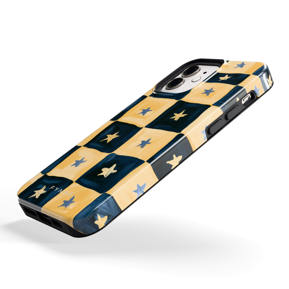 Sterrendambord hoesje voor iPhone 12, schuin