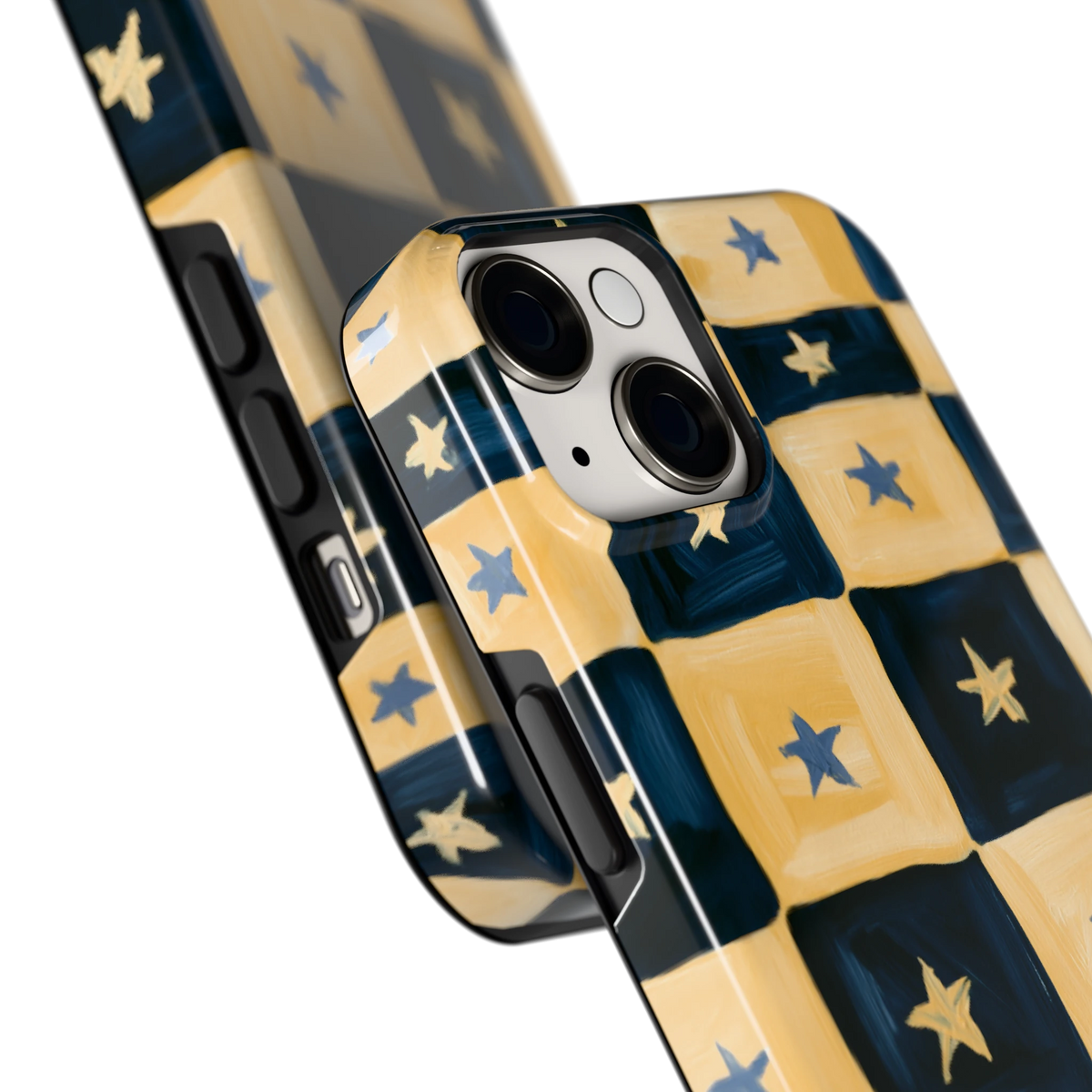 Sterrendambord hoesje voor iPhone 14, close-up