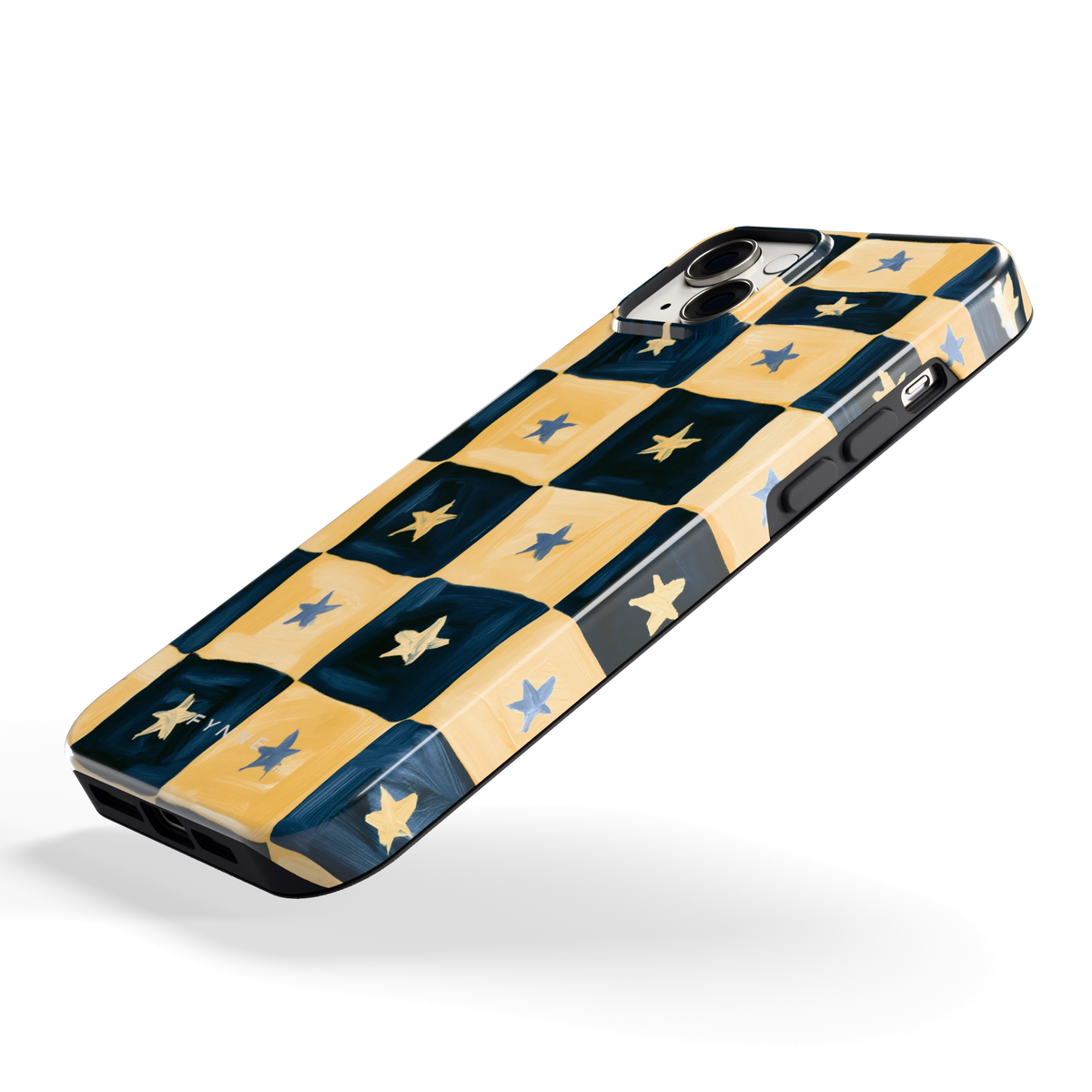 Sterrendambord hoesje voor iPhone 14 Plus, schuin