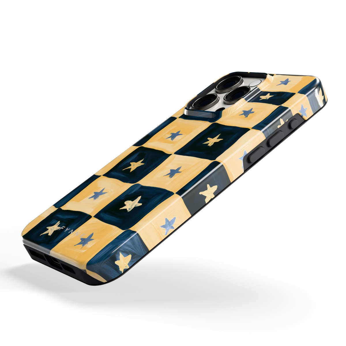 Sterrendambord hoesje voor iPhone 15 Pro Max, schuin