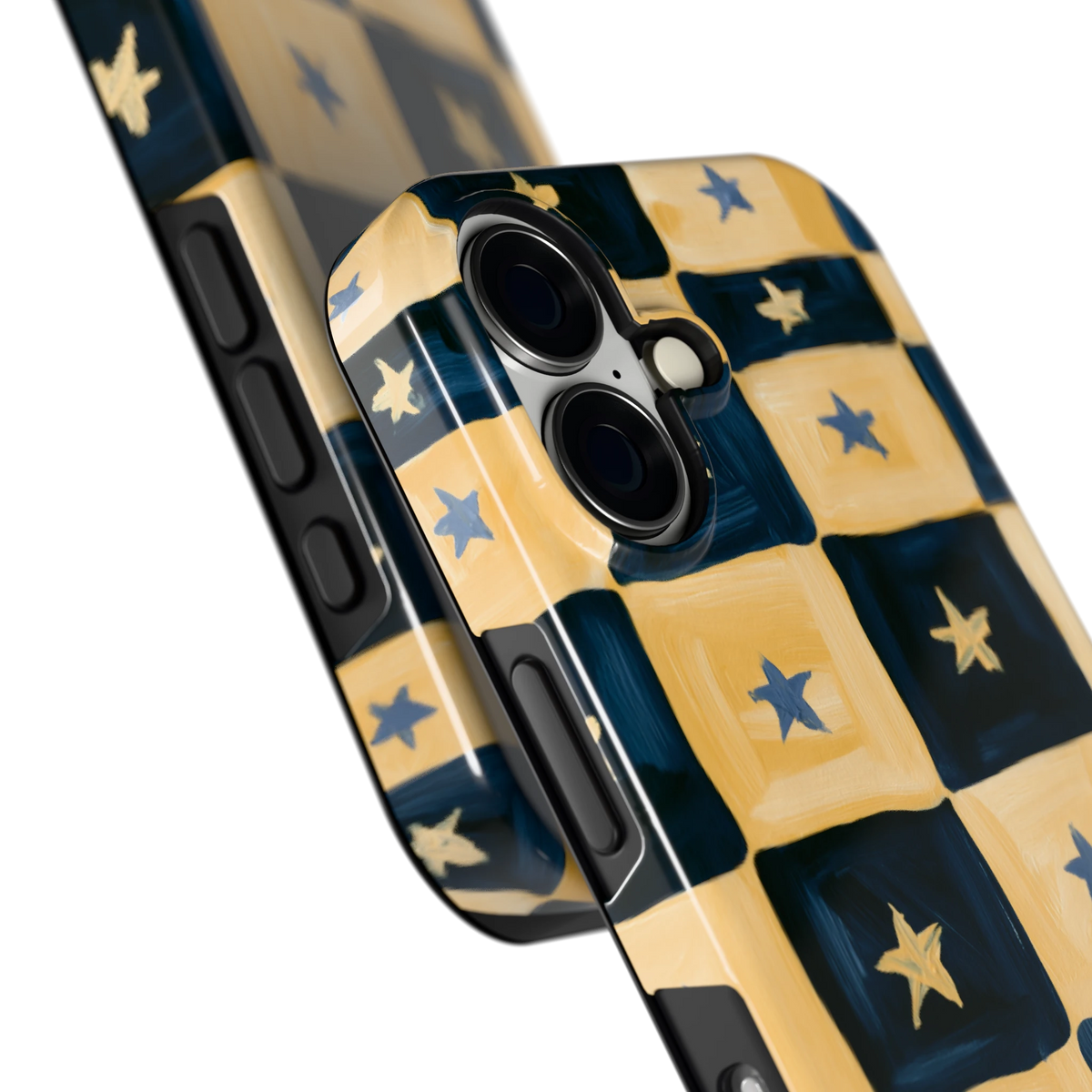 Sterrendambord hoesje voor iPhone 16, close-up